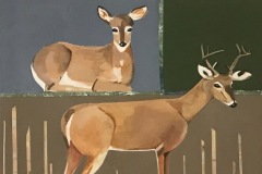 Oh Deer  #6 Standing buck with a resting  deer on different color blocks